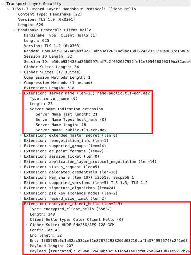 ECH packet capture