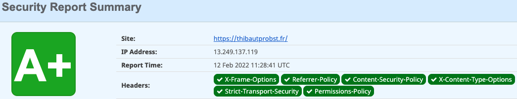 https://thibautprobst.fr est classé A+... Mais comment obtenir son A+ ?